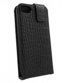 iPhone 5 - Etui Cuir Flip Croco Noir
