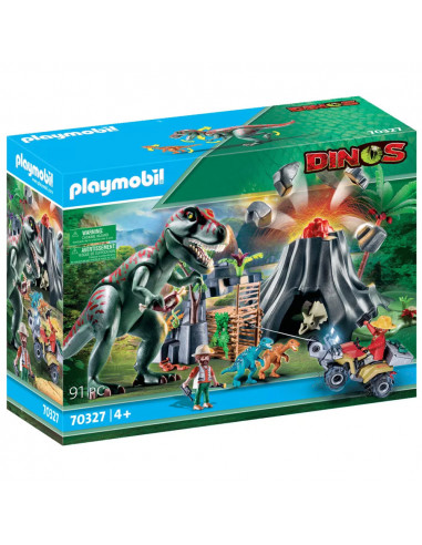 Playmobil - 70327 - Dinos - ÎLE VOLCAN AVEC TYRANNOSAUREpe des Pirates